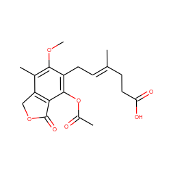 COc1c(C)c2c(c(OC(C)=O)c1C/C=C(\C)CCC(=O)O)C(=O)OC2 ZINC000028824027