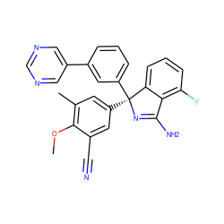 COc1c(C)cc([C@@]2(c3cccc(-c4cncnc4)c3)N=C(N)c3c(F)cccc32)cc1C#N ZINC000068205985