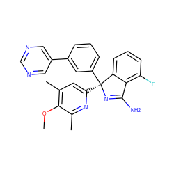 COc1c(C)cc([C@@]2(c3cccc(-c4cncnc4)c3)N=C(N)c3c(F)cccc32)nc1C ZINC000068205982