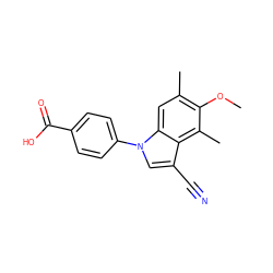 COc1c(C)cc2c(c(C#N)cn2-c2ccc(C(=O)O)cc2)c1C ZINC000202398651