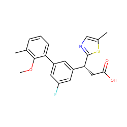 COc1c(C)cccc1-c1cc(F)cc([C@@H](CC(=O)O)c2ncc(C)s2)c1 ZINC001772636660