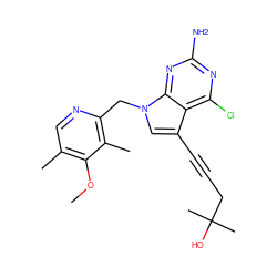 COc1c(C)cnc(Cn2cc(C#CCC(C)(C)O)c3c(Cl)nc(N)nc32)c1C ZINC000043132634