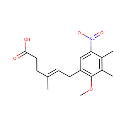 COc1c(C/C=C(\C)CCC(=O)O)cc([N+](=O)[O-])c(C)c1C ZINC000013759755