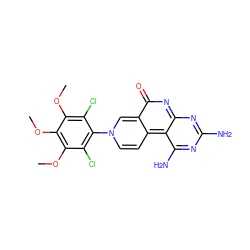 COc1c(Cl)c(-n2ccc3c4c(N)nc(N)nc4nc(=O)c-3c2)c(Cl)c(OC)c1OC ZINC000013762710