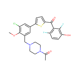 COc1c(Cl)cc(-c2ccc(C(=O)c3c(F)ccc(O)c3F)s2)cc1CN1CCN(C(C)=O)CC1 ZINC001772620733