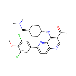 COc1c(Cl)cc(-c2ccc3ncc(C(C)=O)c(N[C@H]4CC[C@H](CN(C)C)CC4)c3n2)cc1Cl ZINC000473164856