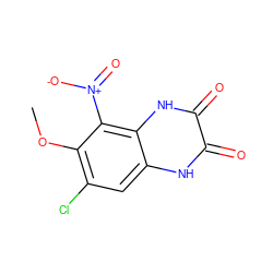 COc1c(Cl)cc2[nH]c(=O)c(=O)[nH]c2c1[N+](=O)[O-] ZINC000013761210