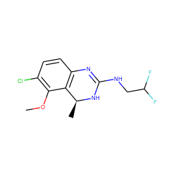 COc1c(Cl)ccc2c1[C@H](C)NC(NCC(F)F)=N2 ZINC000029130904