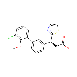 COc1c(Cl)cccc1-c1cccc([C@H](CC(=O)O)c2nccs2)c1 ZINC001772585258