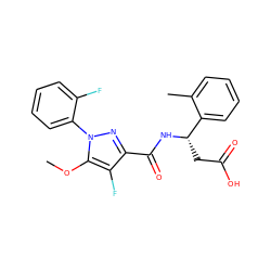 COc1c(F)c(C(=O)N[C@@H](CC(=O)O)c2ccccc2C)nn1-c1ccccc1F ZINC000095552954