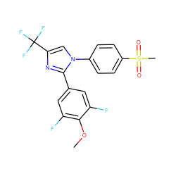 COc1c(F)cc(-c2nc(C(F)(F)F)cn2-c2ccc(S(C)(=O)=O)cc2)cc1F ZINC000013762152