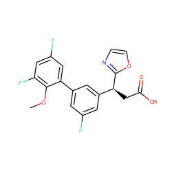 COc1c(F)cc(F)cc1-c1cc(F)cc([C@H](CC(=O)O)c2ncco2)c1 ZINC001772587073