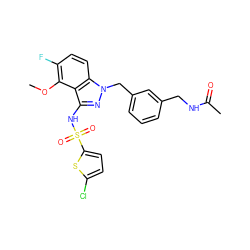 COc1c(F)ccc2c1c(NS(=O)(=O)c1ccc(Cl)s1)nn2Cc1cccc(CNC(C)=O)c1 ZINC000095585848