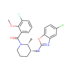 COc1c(F)cccc1C(=O)N1CCC[C@@H](Nc2nc3cc(Cl)ccc3o2)[C@H]1C ZINC000218499248