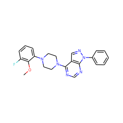 COc1c(F)cccc1N1CCN(c2ncnc3c2cnn3-c2ccccc2)CC1 ZINC000653745814