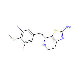 COc1c(I)cc(C[C@H]2NCCc3nc(N)sc32)cc1I ZINC000003940887