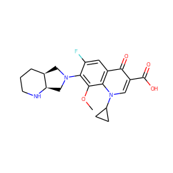 COc1c(N2C[C@@H]3CCCN[C@@H]3C2)c(F)cc2c(=O)c(C(=O)O)cn(C3CC3)c12 ZINC000003826253