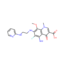 COc1c(NCCNc2ccccn2)c(F)c(N)c2c(=O)c(C(=O)O)cn(C)c12 ZINC000072124505