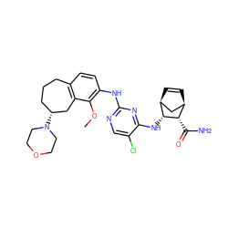 COc1c(Nc2ncc(Cl)c(N[C@H]3[C@@H](C(N)=O)[C@@H]4C=C[C@H]3C4)n2)ccc2c1C[C@H](N1CCOCC1)CCC2 ZINC000114780190