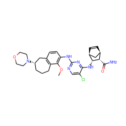 COc1c(Nc2ncc(Cl)c(N[C@H]3[C@@H](C(N)=O)[C@@H]4C=C[C@H]3C4)n2)ccc2c1CCC[C@H](N1CCOCC1)C2 ZINC000114781053