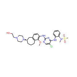 COc1c(Nc2ncc(Cl)c(Nc3ccccc3N(C)S(C)(=O)=O)n2)ccc2c1CCC[C@@H](N1CCN(CCO)CC1)C2 ZINC001772584141