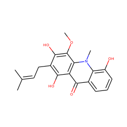 COc1c(O)c(CC=C(C)C)c(O)c2c(=O)c3cccc(O)c3n(C)c12 ZINC000014762490