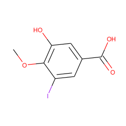 COc1c(O)cc(C(=O)O)cc1I ZINC000013514624