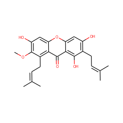 COc1c(O)cc2oc3cc(O)c(CC=C(C)C)c(O)c3c(=O)c2c1CC=C(C)C ZINC000005430812