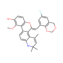 COc1c(O)ccc2c1-c1ccc3c(c1/C(=C/c1cc(F)cc4c1OCOC4)O2)C(C)=CC(C)(C)N3 ZINC000013983626