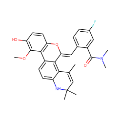 COc1c(O)ccc2c1-c1ccc3c(c1/C(=C/c1ccc(F)cc1C(=O)N(C)C)O2)C(C)=CC(C)(C)N3 ZINC000139827255