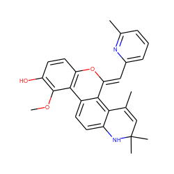 COc1c(O)ccc2c1-c1ccc3c(c1/C(=C/c1cccc(C)n1)O2)C(C)=CC(C)(C)N3 ZINC000138363564