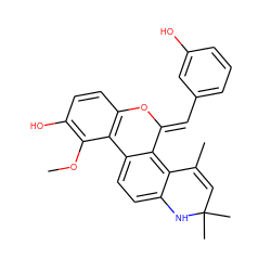 COc1c(O)ccc2c1-c1ccc3c(c1/C(=C/c1cccc(O)c1)O2)C(C)=CC(C)(C)N3 ZINC000141088773