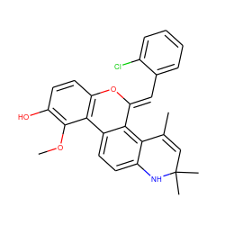 COc1c(O)ccc2c1-c1ccc3c(c1/C(=C/c1ccccc1Cl)O2)C(C)=CC(C)(C)N3 ZINC000141094207