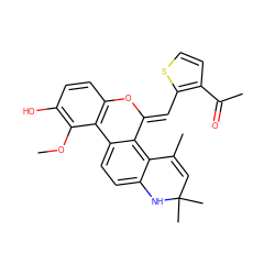 COc1c(O)ccc2c1-c1ccc3c(c1/C(=C/c1sccc1C(C)=O)O2)C(C)=CC(C)(C)N3 ZINC000014968570