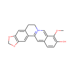 COc1c(O)ccc2cc3[n+](cc12)CCc1cc2c(cc1-3)OCO2 ZINC000013376481