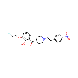 COc1c(OCCF)cccc1C(=O)C1CCN(CCc2ccc([N+](=O)[O-])cc2)CC1 ZINC000040422912