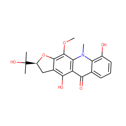 COc1c2c(c(O)c3c(=O)c4cccc(O)c4n(C)c13)C[C@@H](C(C)(C)O)O2 ZINC000066077451