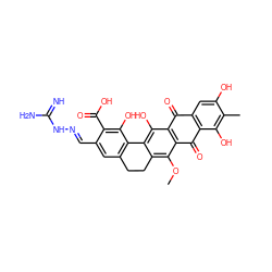 COc1c2c(c(O)c3c1C(=O)c1c(cc(O)c(C)c1O)C3=O)-c1c(cc(/C=N/NC(=N)N)c(C(=O)O)c1O)CC2 ZINC000043064314