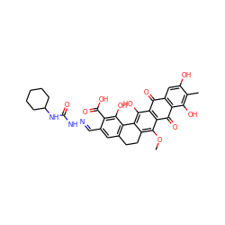 COc1c2c(c(O)c3c1C(=O)c1c(cc(O)c(C)c1O)C3=O)-c1c(cc(/C=N/NC(=O)NC3CCCCC3)c(C(=O)O)c1O)CC2 ZINC000028765129