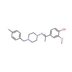 COc1cc(/C(C)=N/N2CCN(Cc3ccc(C)cc3)CC2)ccc1O ZINC000019593985