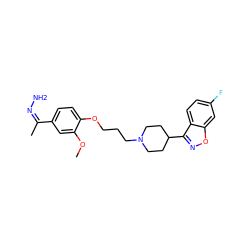 COc1cc(/C(C)=N\N)ccc1OCCCN1CCC(c2noc3cc(F)ccc23)CC1 ZINC000036238017