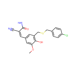 COc1cc(/C=C(/C#N)C(N)=O)cc(CSCc2ccc(Cl)cc2)c1O ZINC000038142773