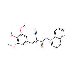 COc1cc(/C=C(\C#N)C(=O)Nc2cccc3ncccc23)cc(OC)c1OC ZINC000003288776