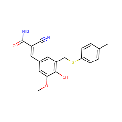 COc1cc(/C=C(\C#N)C(N)=O)cc(CSc2ccc(C)cc2)c1O ZINC000013833845