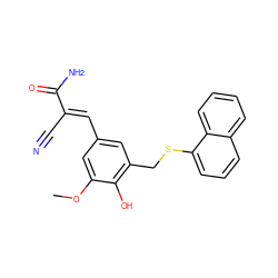 COc1cc(/C=C(\C#N)C(N)=O)cc(CSc2cccc3ccccc23)c1O ZINC000040498260