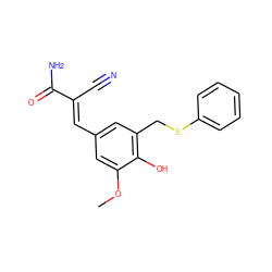 COc1cc(/C=C(\C#N)C(N)=O)cc(CSc2ccccc2)c1O ZINC000002568229