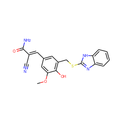 COc1cc(/C=C(\C#N)C(N)=O)cc(CSc2nc3ccccc3[nH]2)c1O ZINC000013833852