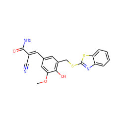 COc1cc(/C=C(\C#N)C(N)=O)cc(CSc2nc3ccccc3s2)c1O ZINC000002572484