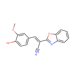 COc1cc(/C=C(\C#N)c2nc3ccccc3o2)ccc1O ZINC000005099968