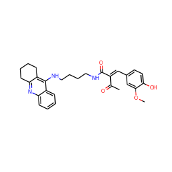 COc1cc(/C=C(\C(C)=O)C(=O)NCCCCNc2c3c(nc4ccccc24)CCCC3)ccc1O ZINC001772651846